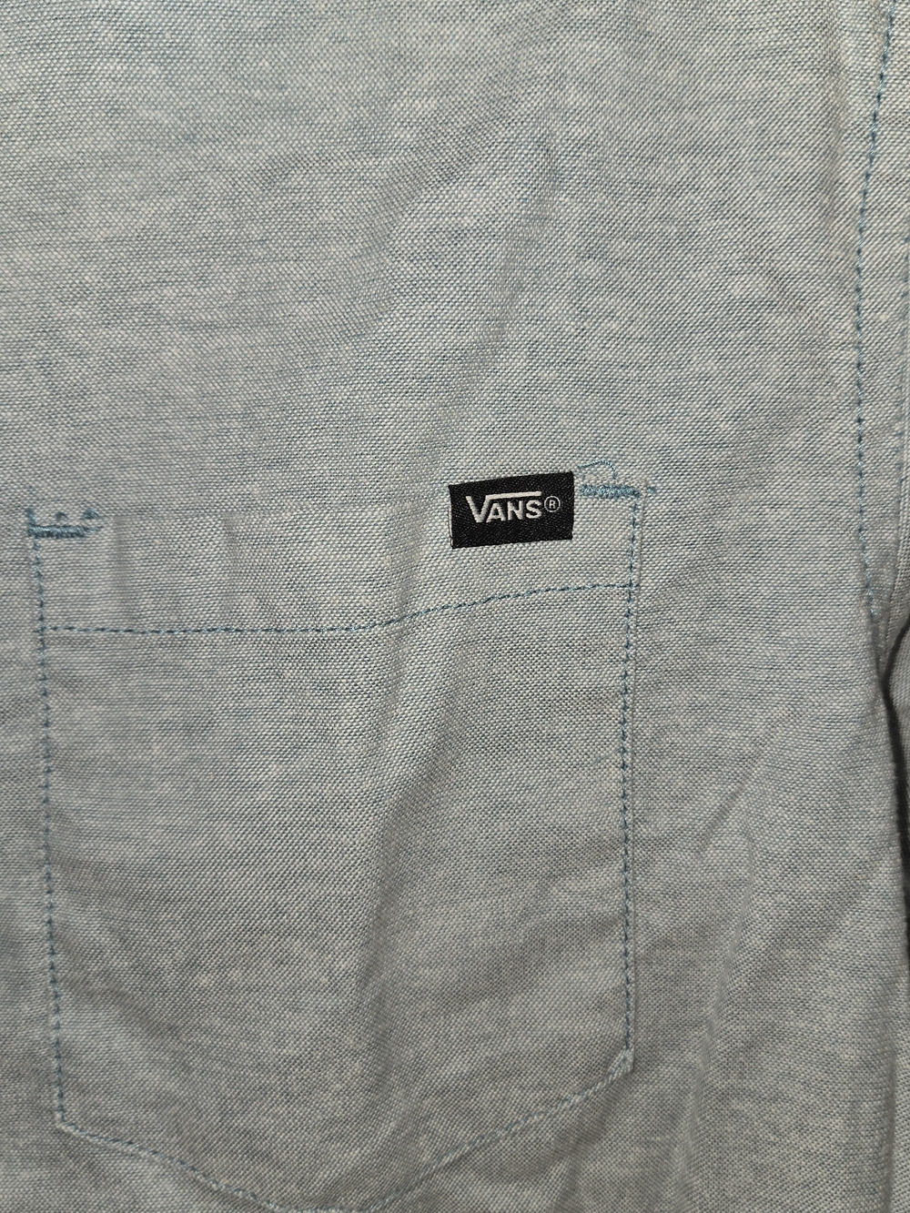 Vans Youth Size Large Light Blue Short Sleeve Button-Down Shirt - Picture 3 of 8
